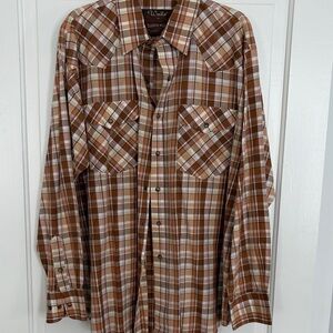 Vintage Walls Authentic Ranch ware long sleeve pearl‎ snap gold accents rn17182